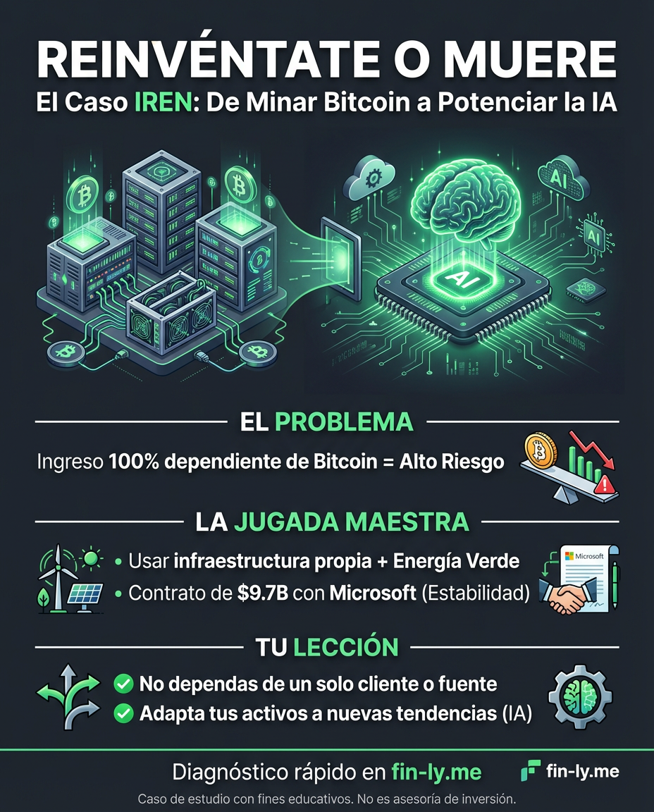 Imagina que tu negocio principal se estanca y decides reinventarte para ganar más. IREN pasó de solo minar Bitcoin a potenciar la IA con Microsoft, demostrando que diversificar es la clave para no quebrar. ¿Estás aferrado a una sola fuente de ingresos o listo para pivotar como los grandes? 💰🚀