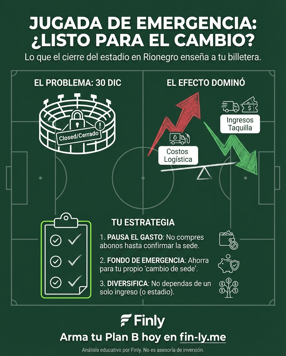 Cuando un estadio cierra, el club pierde taquilla y tú pierdes estabilidad en el espectáculo que pagas. Es como si te quitaran tu oficina de un día para otro: los costos suben y la planeación se rompe. ¿Está tu presupuesto listo para un cambio de sede inesperado en tu propia vida? 📉⚽
