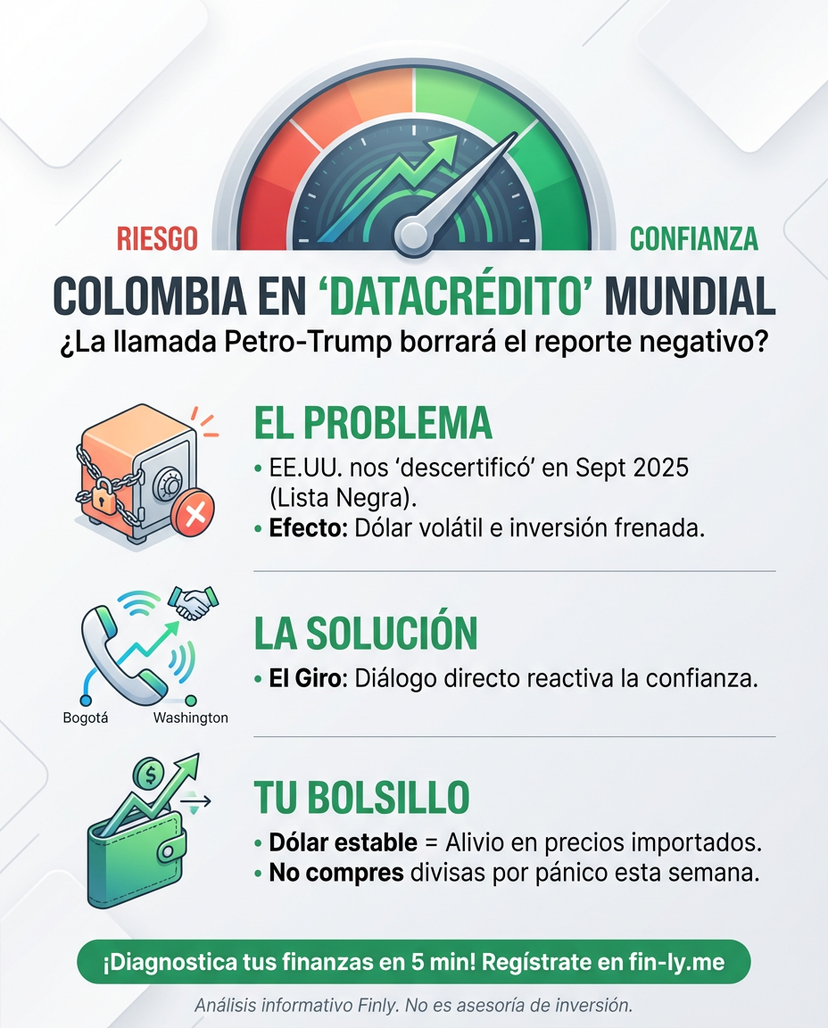 Cuando un país es señalado, su economía se frena, igual que cuando tu historial crediticio se mancha y te cierran las puertas. Esta reconciliación busca evitar que el dólar y la inversión te castiguen el bolsillo. ¿Estás listo para cuando las reglas del juego cambien otra vez? 🇨🇴💰