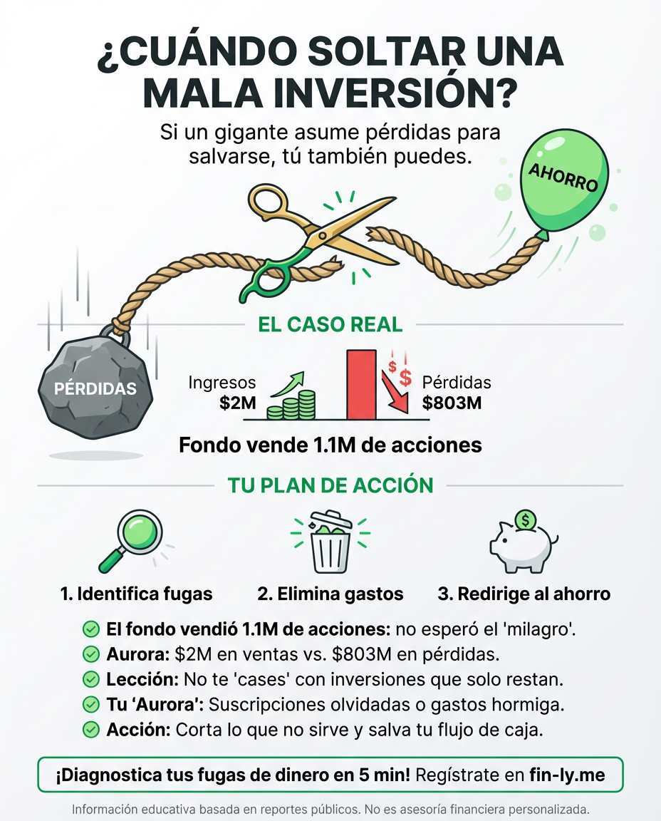 Incluso los grandes fondos huyen cuando una inversión no da resultados. Si un gigante vende millones porque el negocio no genera ingresos reales, ¿por qué insistirías tú en un gasto que solo te drena? Aprende a cortar pérdidas antes de que tu ahorro sea el que desaparezca. 🇨🇴📉