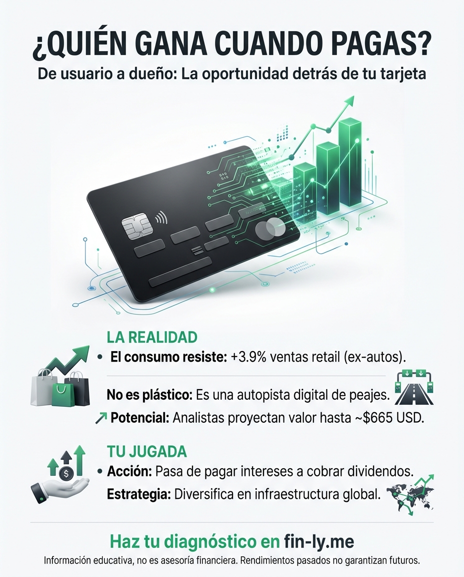 Mastercard crece mientras el consumo resiste, pero ¿tu bolsillo siente esa misma solidez? Si usas tarjeta para todo pero no ves los beneficios de ese movimiento masivo de dinero, estás perdiendo la oportunidad de invertir en lo que ya consumes. ¿Cómo pasar de ser quien paga intereses a quien recibe dividendos? 🇨🇴💰