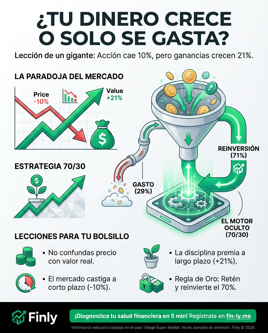 Esta cadena de supermercados creció sus ganancias un 21% reinvirtiendo lo que gana, a pesar de que su acción cayó. Es lo que pasa cuando priorizas el crecimiento a largo plazo sobre el consumo inmediato. ¿Estás reinvirtiendo en ti o solo gastando lo que te sobra? 💰🇨🇴