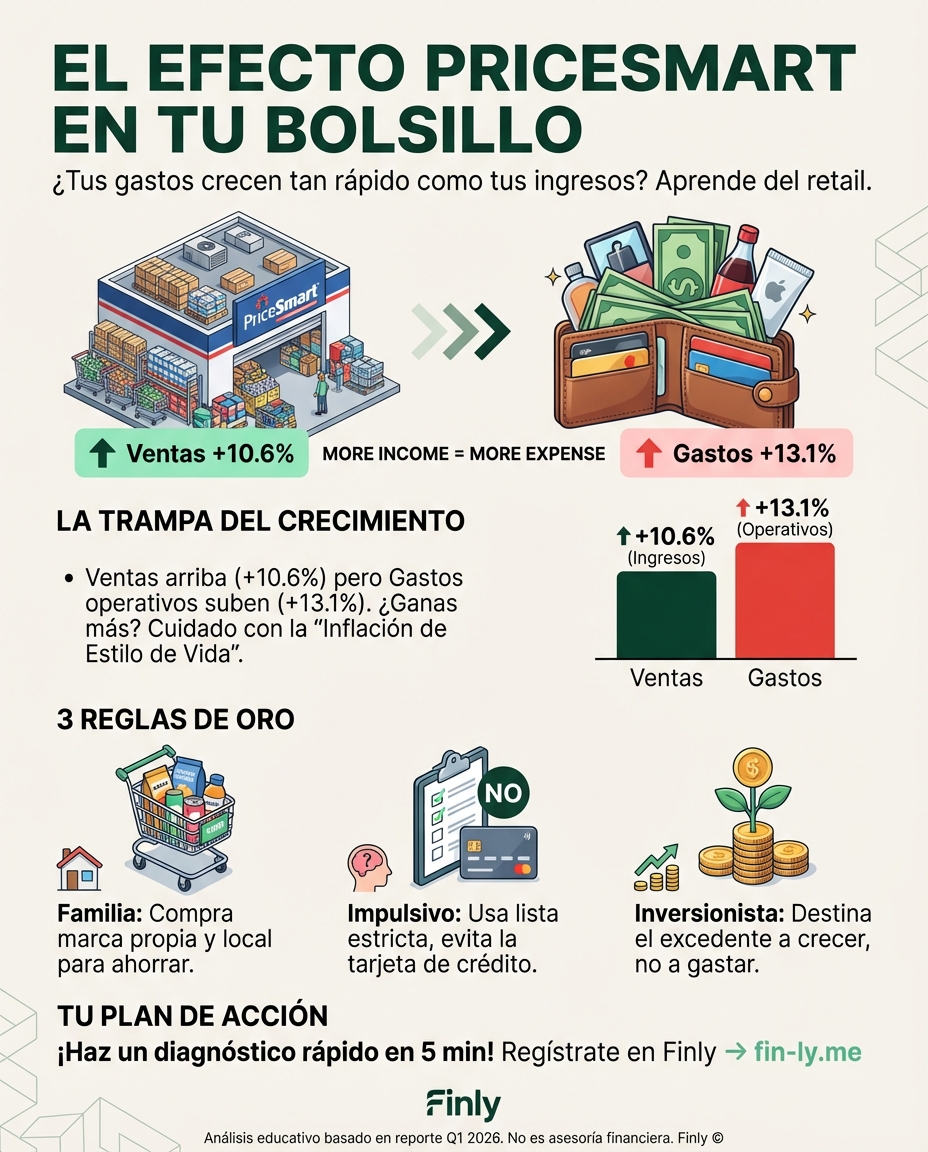 PriceSmart crece en Colombia gracias a que compramos más productos locales, pero sus costos suben por pagar mejores sueldos y tecnología. Es lo mismo que te pasa: ganas más, pero el costo de vida y tus gustos suben a la par. ¿Estás optimizando tu gasto o solo gastando más porque tienes con qué? 🇨🇴💰