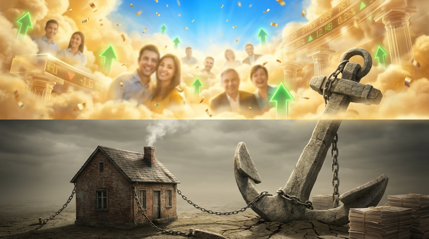 Wall Street celebra récords mientras tú sientes que el sueldo no estira. Es como cuando anuncian grandes ganancias corporativas, pero a ti te suben el arriendo y las facturas. ¿Estás invirtiendo en lo que sube o solo pagando lo que aumenta? 🇨🇴💰