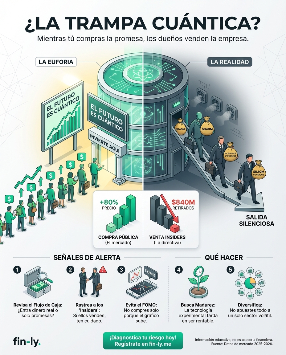 Mientras todos hablan de las ganancias récord en computación cuántica, los dueños de esas empresas están vendiendo sus acciones masivamente. Es como si el vecino te vendiera su negocio 