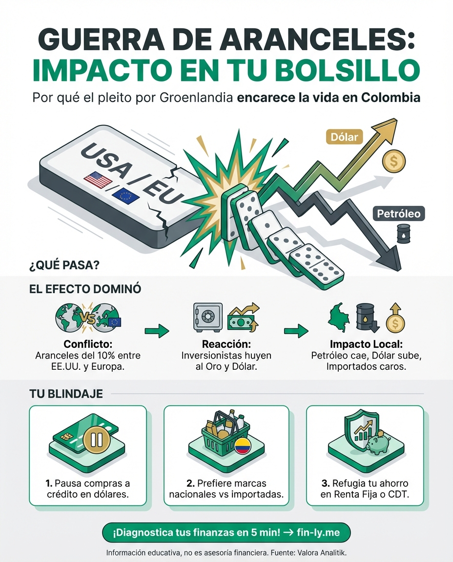 Cuando los gigantes pelean por aranceles, tu bolsillo siente el golpe en el precio del dólar y la gasolina. Es como si te cobraran un impuesto extra por problemas que no causaste. ¿Cómo blindar tu ahorro frente a la incertidumbre de Trump y Europa? 📉💰