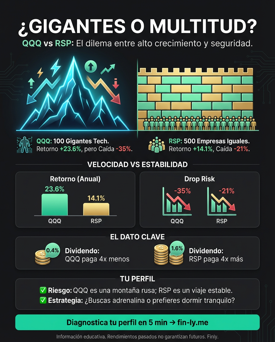 Invertir en las gigantes tecnológicas (QQQ) suena emocionante, pero un bajonazo del 35% podría quitarte el sueño. Es como apostar todo a un solo negocio: si le va bien ganas mucho, pero un error te deja en ceros. ¿Preferirías seguridad con dividendos o el riesgo de las grandes ligas? 🇨🇴💰