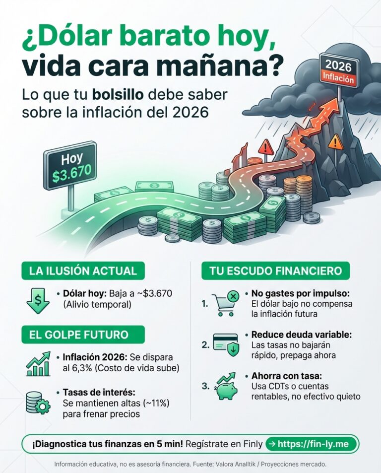 Aunque el dólar baje hoy, la expectativa de que todo suba de precio en 2026 se disparó. Es como cuando recibes un descuento hoy, pero sabes que el arriendo subirá el doble mañana. ¿Estás preparando tu colchón financiero para una inflación del 6% o solo vives el alivio del momento? 📉💰