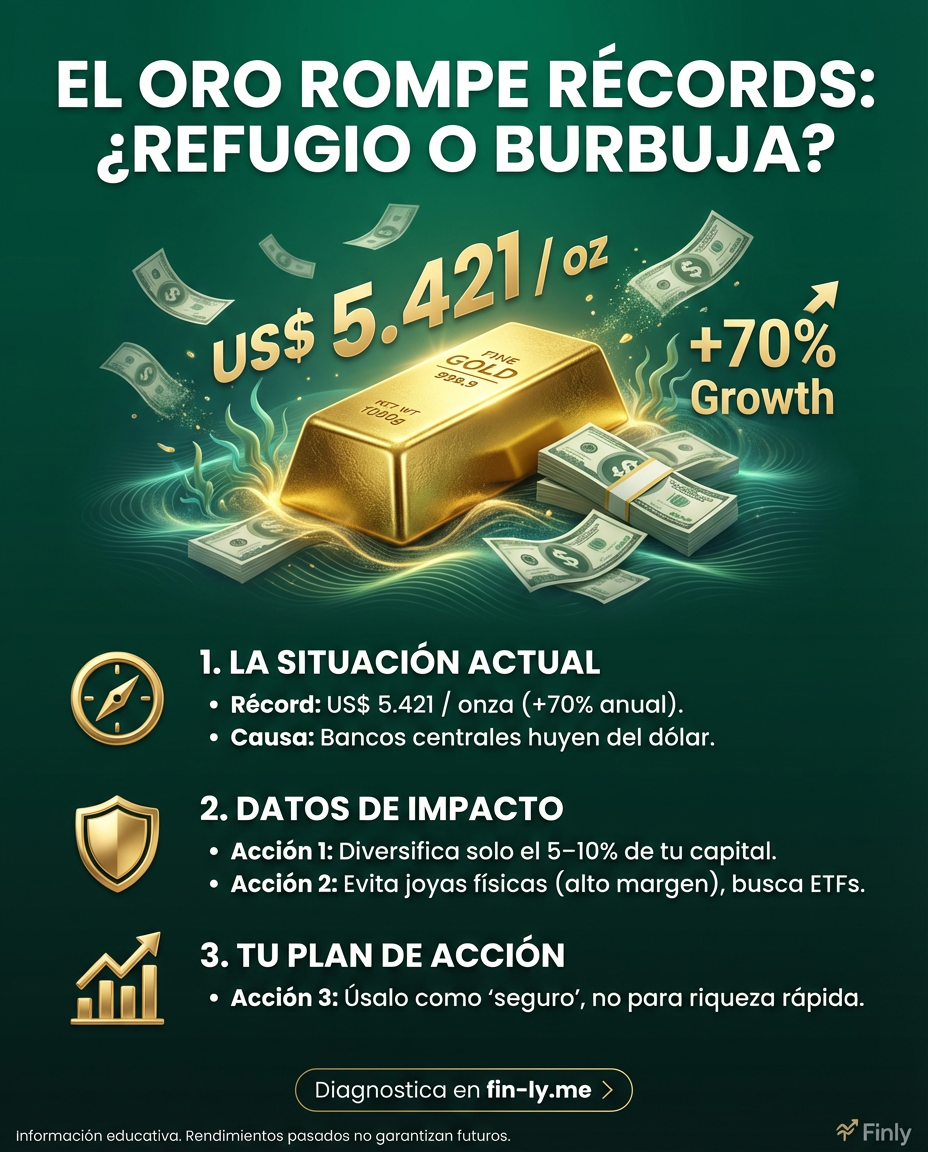 El oro es hoy el refugio de los grandes mientras el dólar flaquea. Es como cuando guardas plata bajo el colchón porque no confías en nadie, pero a nivel mundial. ¿Está tu ahorro protegido contra la incertidumbre o dependes de una moneda que hoy vale menos? 💰🇨🇴