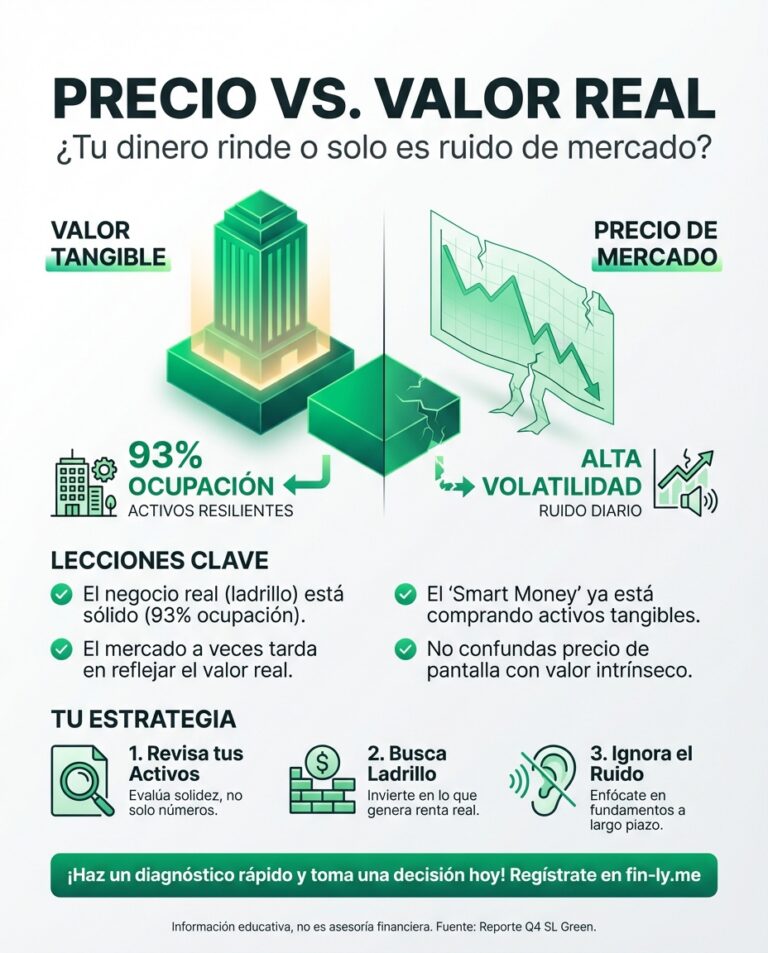 SL Green celebra oficinas llenas mientras el mercado duda de su valor. Es como cuando trabajas más pero sientes que tu sueldo no rinde: el éxito está ahí, pero la cuenta no lo refleja. ¿Sabes cuánto valen realmente tus activos hoy o solo miras el saldo de la tarjeta? 🇨🇴💰