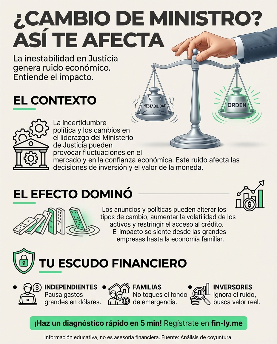 Un nuevo cambio en el Ministerio de Justicia tras escándalos de vigilancia nos recuerda que la inestabilidad institucional afecta la confianza en el país. Como cuando cambias de plan financiero cada mes por miedo, la falta de continuidad frena el progreso. ¿Sabes cómo proteger tu bolsillo de los ruidos del entorno? 🇨🇴💰