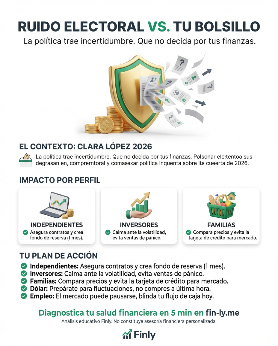 Clara López arranca su carrera presidencial y el ambiente político se calienta. Para ti, esto significa más ruido electoral que suele distraer de tus metas de ahorro. ¿Sabrás proteger tu presupuesto de la incertidumbre que viene o dejarás que la política decida por tu bolsillo? 🇨🇴💰