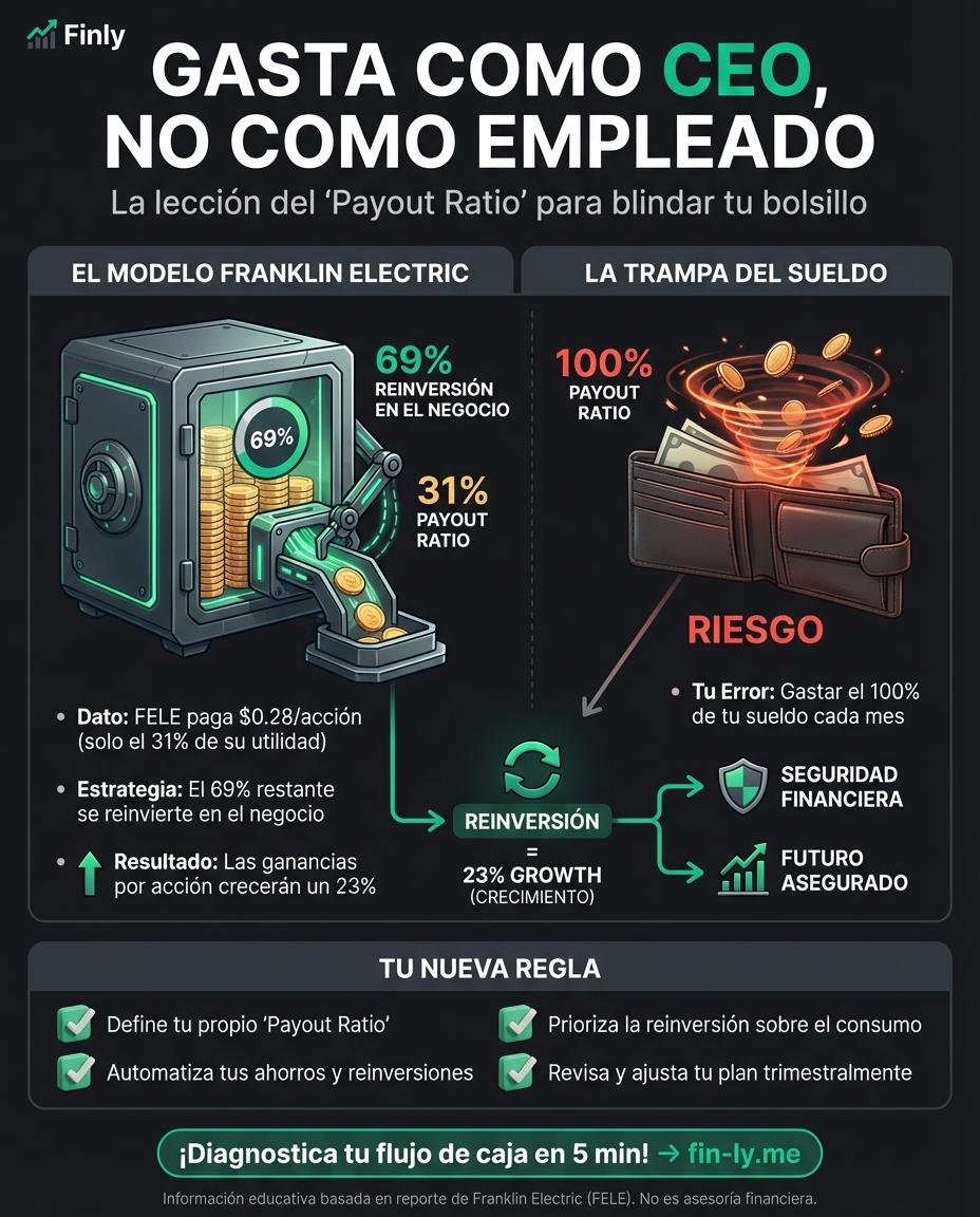 Franklin Electric sube sus dividendos porque le sobra caja, mientras tú quizás sufres para que el sueldo te dure hasta fin de mes. Es el reflejo de una buena gestión: reinvertir para crecer sin asfixiarse con deudas. ¿Cómo puedes aplicar esta mentalidad corporativa a tu propio bolsillo? 💰🇨🇴