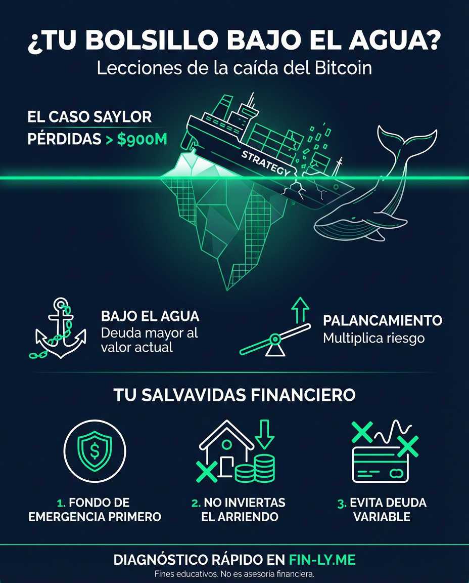 Incluso los gigantes pierden: la estrategia de Michael Saylor está en rojo tras la caída del Bitcoin. Es lo que sientes cuando una inversión que creías segura se desploma y te deja sin margen de maniobra. ¿Sabrías cuándo retirarte antes de que tus deudas superen tus ahorros? 📉🇨🇴