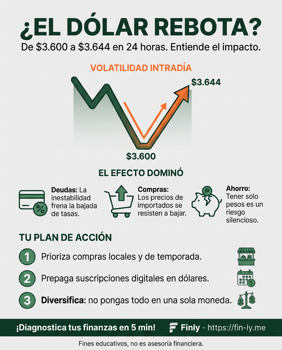 El dólar recupera terreno justo cuando pensabas que tus deudas en moneda extranjera darían un respiro. Esta volatilidad es el espejo de un presupuesto sin fondo de emergencia: cualquier rebote externo desajusta tus planes. ¿Estás preparado para el próximo salto de la divisa o sigues a la deriva? 📉💰