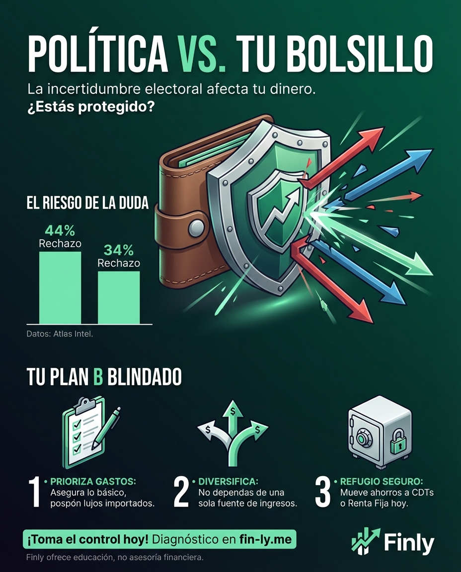 Sentir rechazo por las opciones disponibles es como trabajar duro y que el arriendo se lleve todo: te deja sin margen de maniobra. La polarización electoral refleja la misma incertidumbre que sientes al no saber si tu ahorro alcanzará para el futuro. ¿Estás dejando tu estabilidad en manos de otros o tienes un plan B? 🇨🇴💰