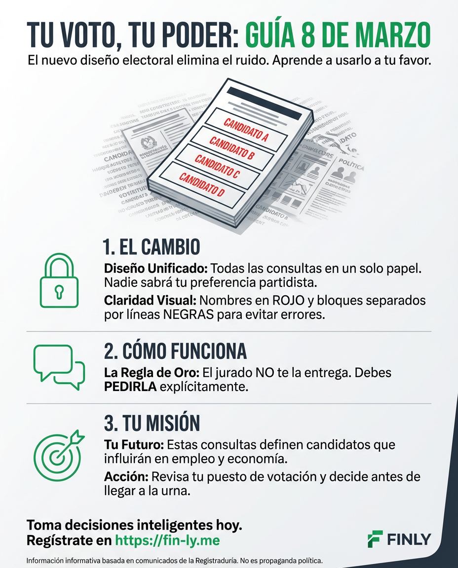 Elegir mal por confusión es como pagar una comisión que no viste: te quita poder. La nueva tarjeta electoral busca evitar errores visuales, pero el verdadero reto es decidir sin que el ruido externo dicte tu voto. ¿Estás eligiendo por convicción o por el diseño que te ponen enfrente? 🇨🇴🗳️
