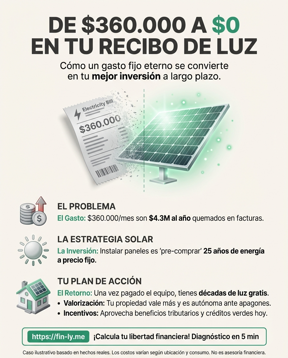 Pagar $360.000 mensuales de luz es un gasto que asfixia cualquier presupuesto, pero un ganadero logró llevarlo a cero. Es el mismo alivio que sientes cuando eliminas una deuda eterna: libertad total. ¿Estarías dispuesto a invertir hoy para no volver a pagar una factura eléctrica en 25 años? 🇨🇴💰