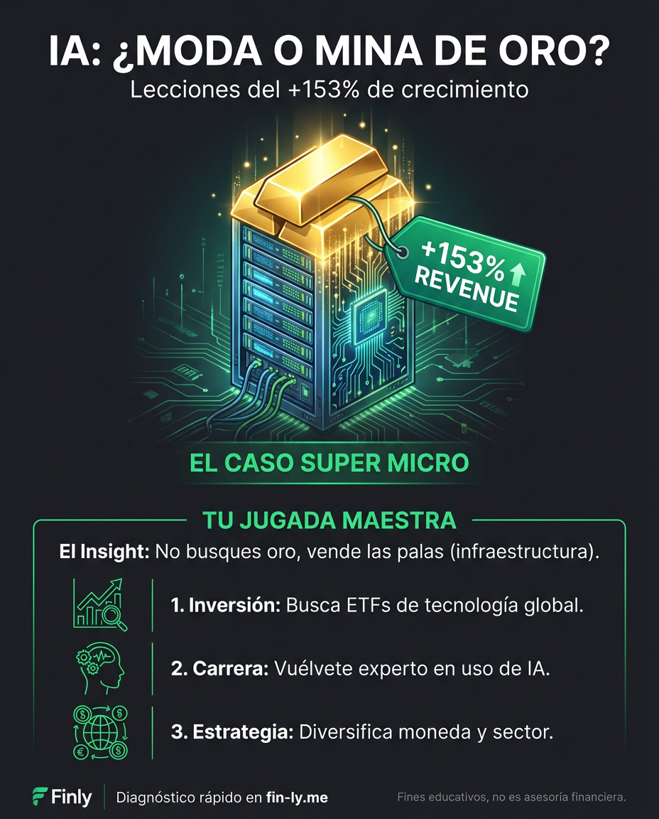 Super Micro arrasó en ganancias gracias a la IA, demostrando que donde hay innovación, hay dinero. Así como ellos crecieron un 153%, tú puedes potenciar tus ahorros si dejas de ver la tecnología como un gasto y empiezas a verla como inversión. ¿Estás listo para que tu bolsillo también despegue? 🚀💰