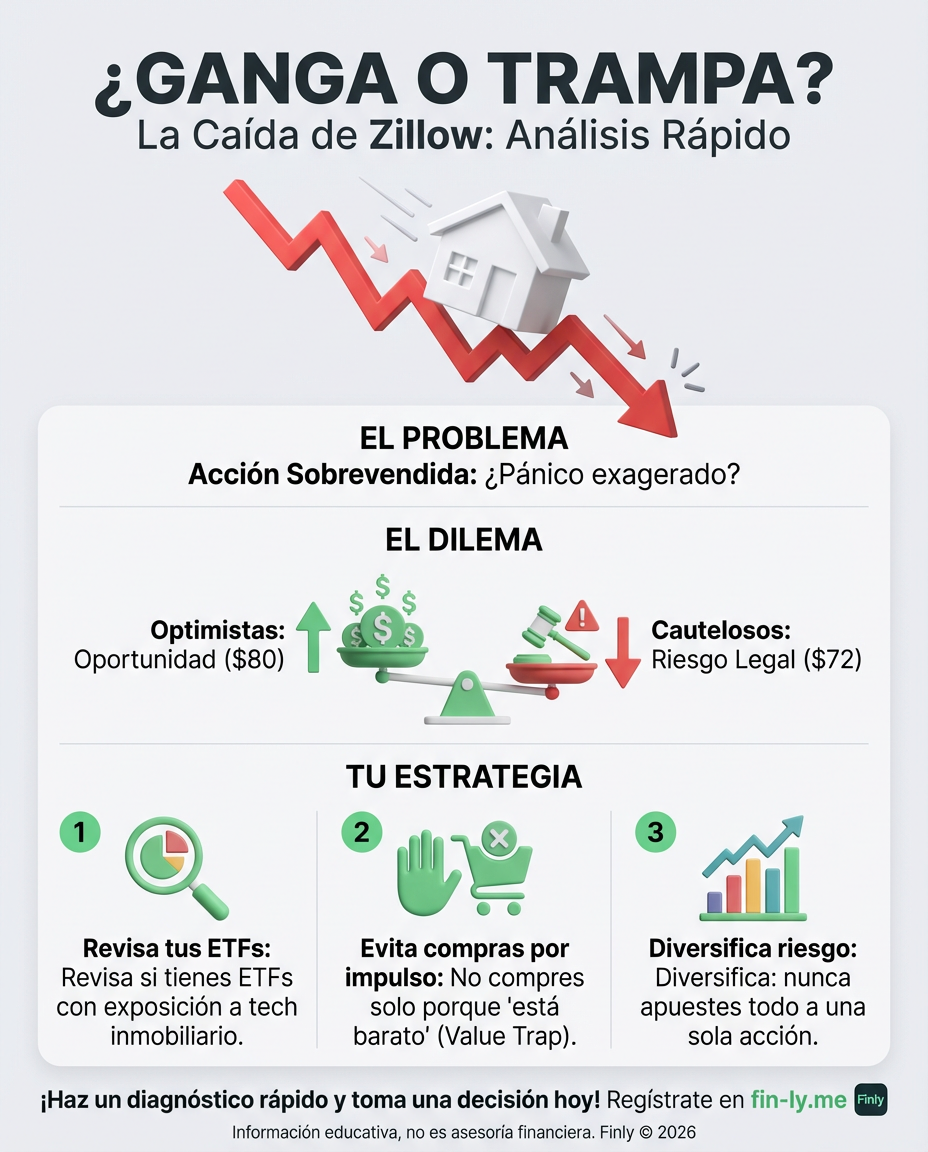 Zillow cae y los analistas no se ponen de acuerdo sobre su futuro. Es como cuando ves una oferta de vivienda que parece irreal: ¿es una oportunidad de oro o una trampa para tu bolsillo? Antes de saltar a la próxima 'ganga', descubre si estás listo para el riesgo. 🏠📉🇨🇴