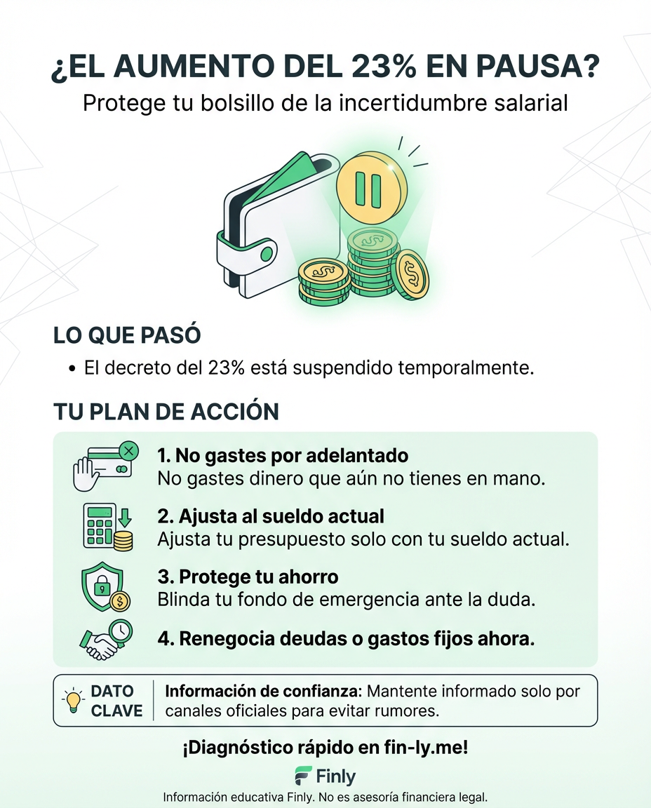 El aumento del 23% en el salario mínimo está en pausa y tu bolsillo podría sentir el impacto de la incertidumbre. Es como cuando esperas un bono para pagar deudas y el jefe te dice que 'está en revisión'. ¿Cómo ajustar tu presupuesto hoy si ese aumento no llega a tu cuenta? 🇨🇴💰
