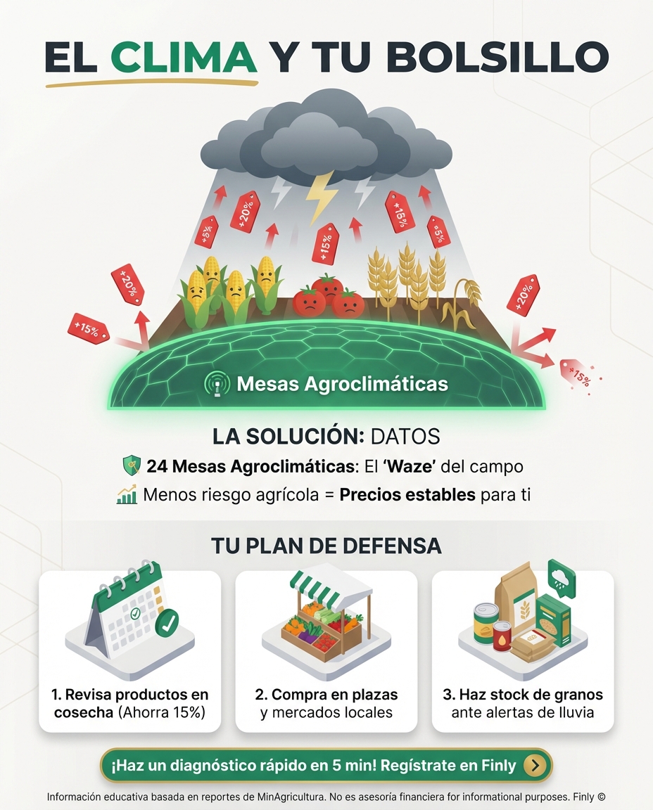 El campo se prepara para el clima, pero tú, ¿tienes un plan para cuando suba el precio de la comida? Anticipar riesgos no es solo para el agro; es la clave para que tu bolsillo no sufra con cada cosecha perdida. ¿Sabes cómo blindar tu mercado antes de que la inflación golpee de nuevo? 🇨🇴💰