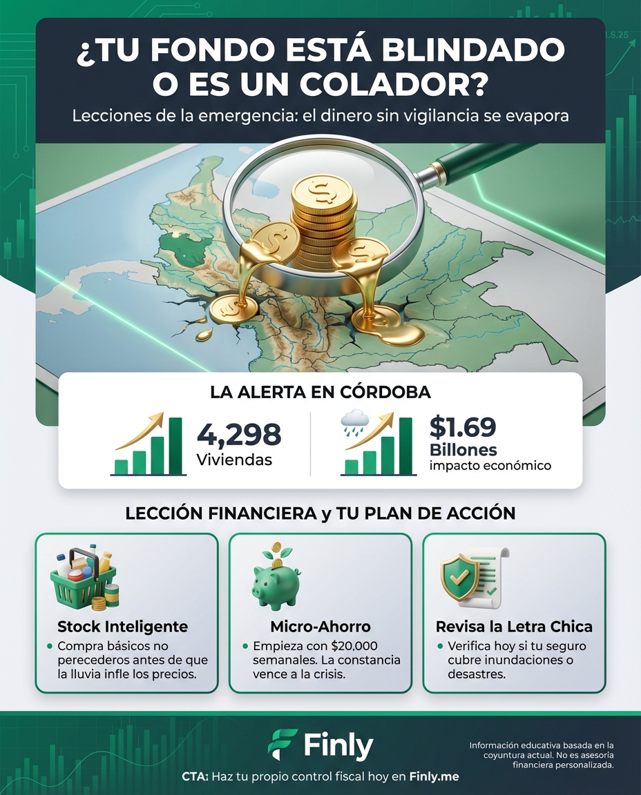 Imagina que el ahorro de tu vida se pierde y nadie responde por él. El seguimiento a los fondos de emergencia en Córdoba nos recuerda que el dinero mal gestionado desaparece cuando más lo necesitas. ¿Sabes hoy quién vigila tu presupuesto para que no se evapore en la próxima crisis? 🇨🇴💰