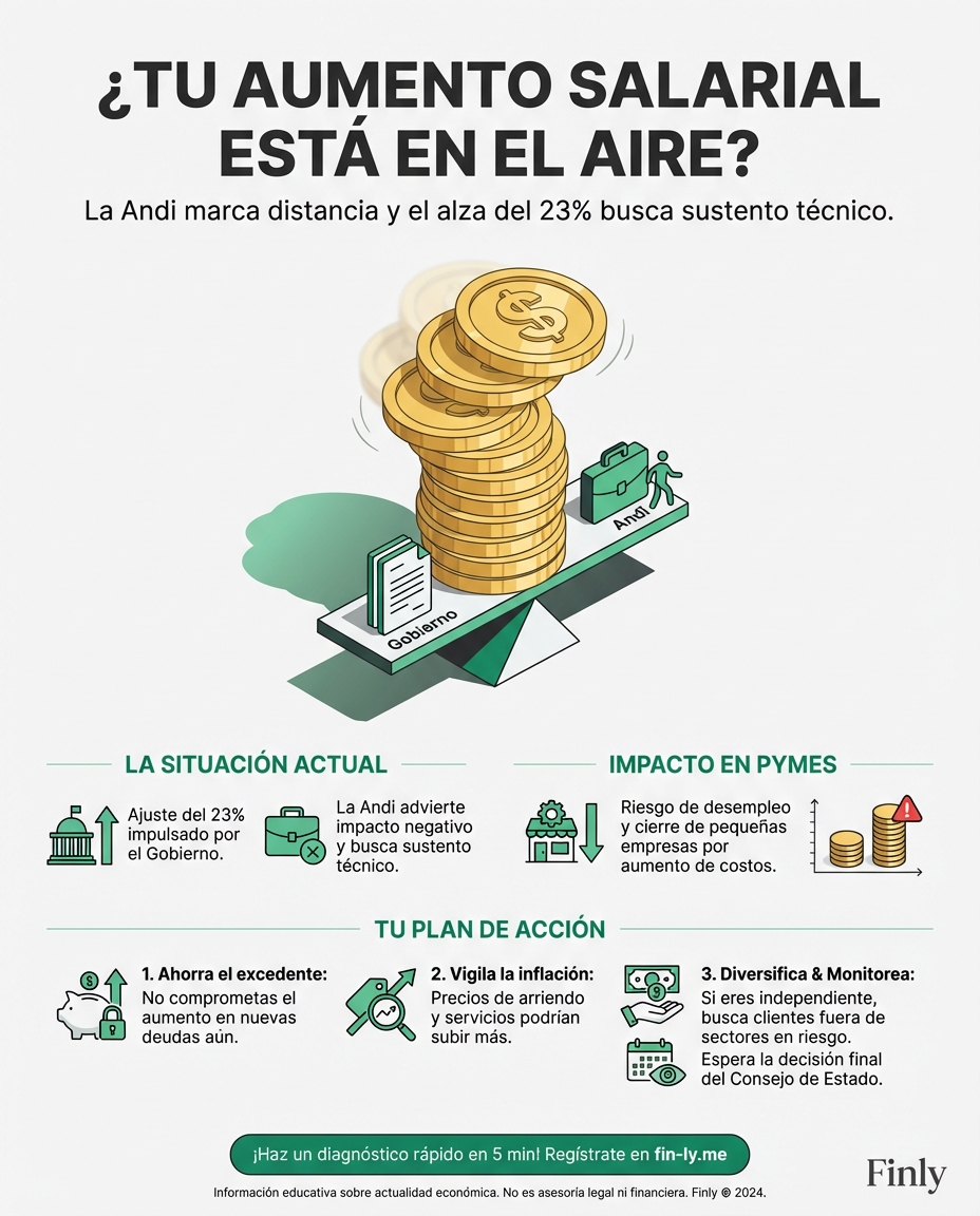 El aumento de tu salario sigue en el aire y los empresarios ya no quieren meter las manos al fuego por la decisión. Es como cuando te prometen un bono pero nadie firma el papel: la incertidumbre solo castiga tu bolsillo. ¿Cómo ajustarás tus gastos si el incremento que esperabas termina cambiando? 🇨🇴💰