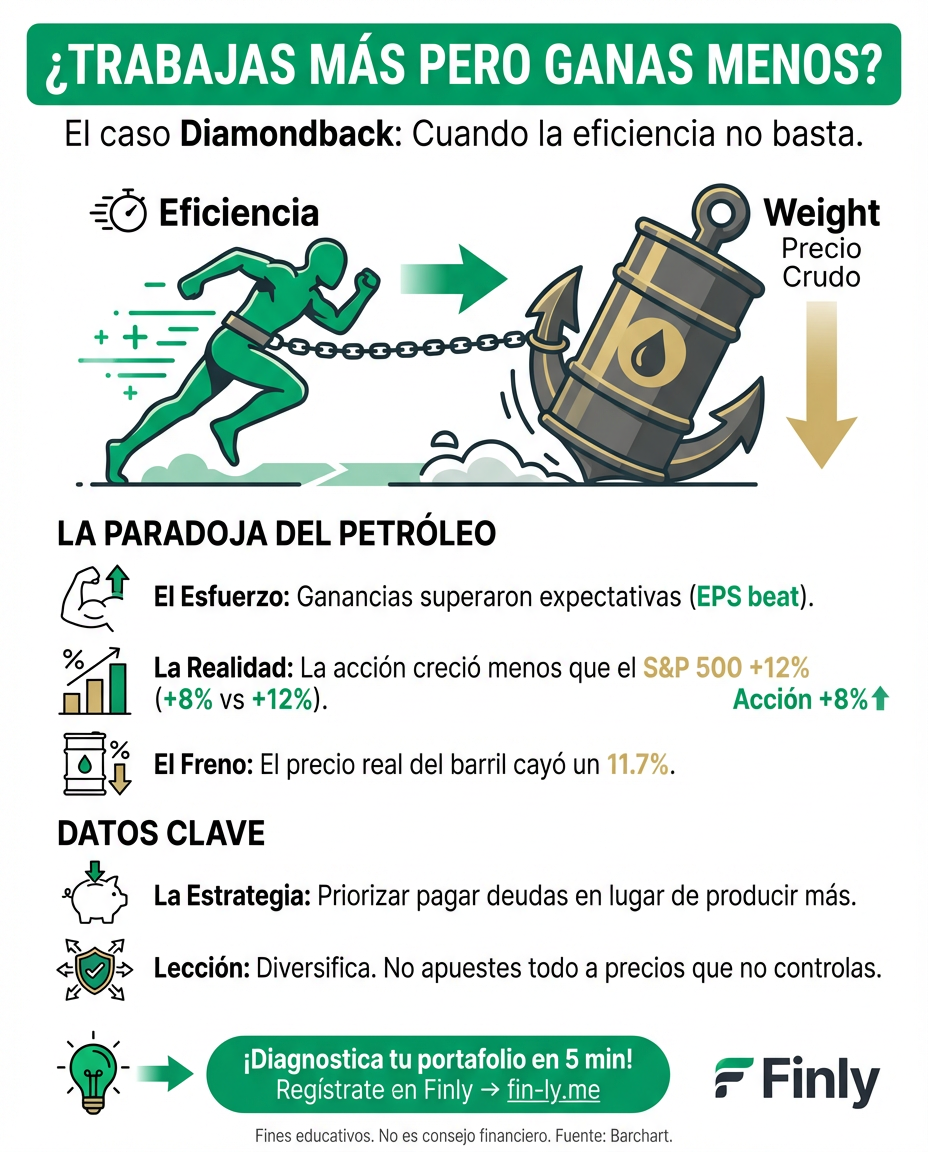 Incluso cuando las petroleras ganan, sus acciones sufren si el precio del crudo cae. Es lo que te pasa cuando trabajas más, pero la inflación reduce tu poder de compra: el esfuerzo no se ve en el bolsillo. ¿Estás apostando a sectores que dependen de factores que no puedes controlar? 📉🇨🇴