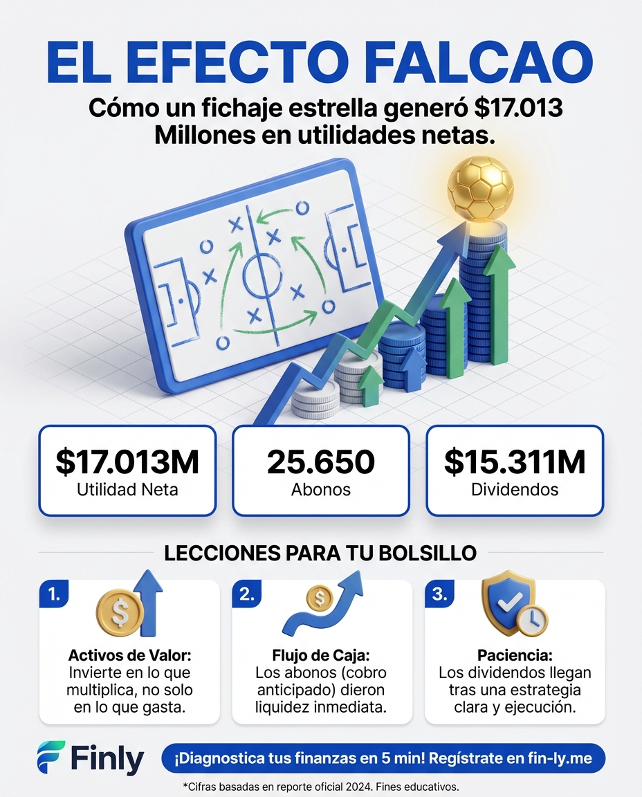 Millonarios demostró que invertir en un activo de alto perfil como Falcao sí paga dividendos cuando hay estrategia. Es como cuando decides capacitarte: el gasto inicial asusta, pero el retorno en ingresos transforma tu balance. ¿Estás invirtiendo en lo que realmente hace crecer tu caja? ⚽💰