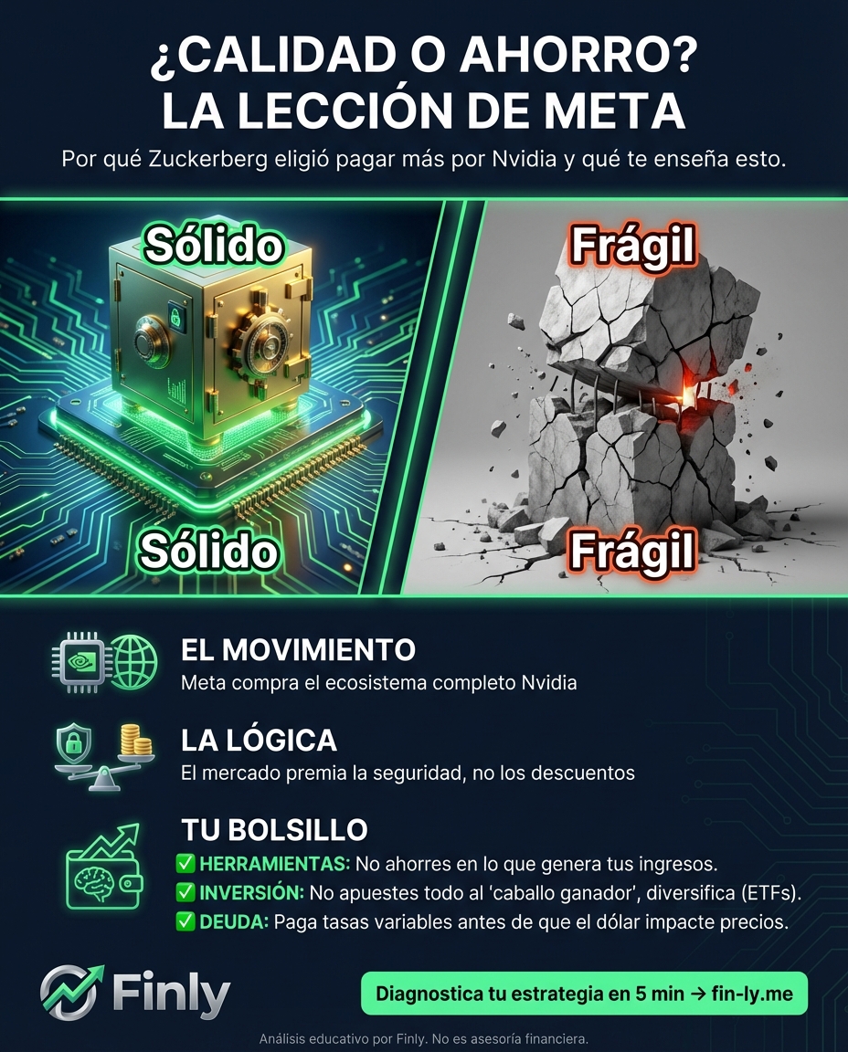 Meta apostó miles de millones por Nvidia, demostrando que en las crisis solo sobreviven los que tienen un plan sólido. Es como cuando prefieres pagar una marca confiable aunque sea cara, para no perder plata después. ¿Tu estrategia de inversión hoy es por calidad o solo por lo más barato? 💰📉
