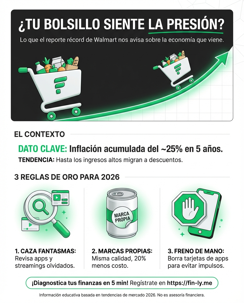 Hasta los más ricos están buscando ofertas para que el sueldo les rinda. Walmart reporta ventas récord, pero advierte que el panorama económico será inestable y costoso. ¿Estás ajustando tu presupuesto por estrategia o porque el bolsillo ya no aguanta más? 🛒💰