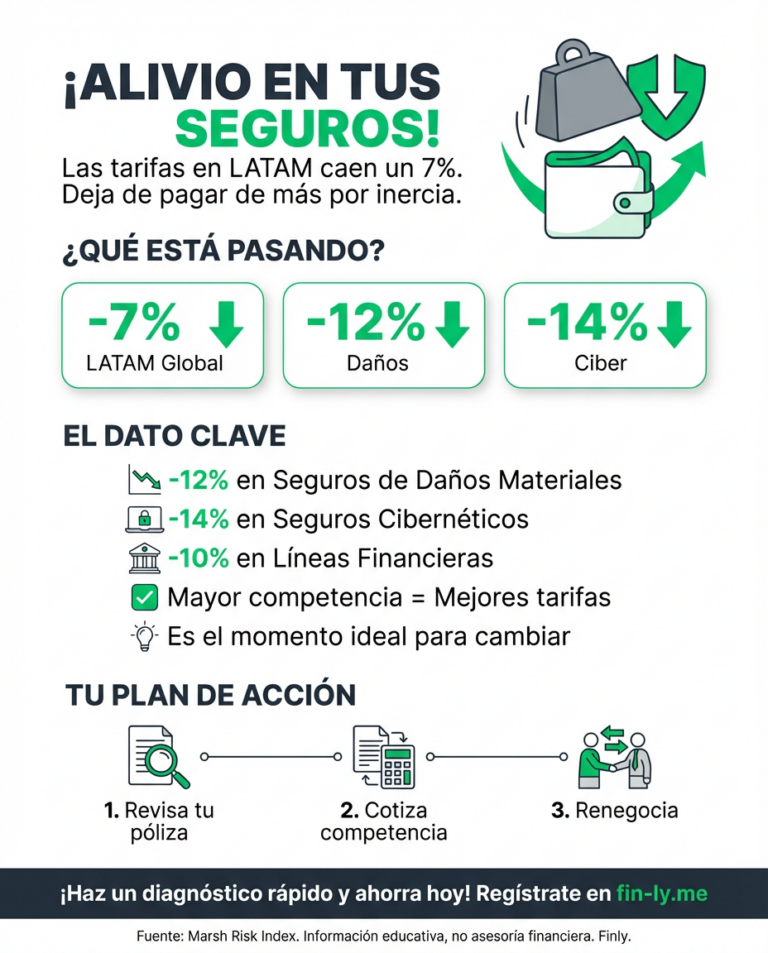 Los precios de los seguros están bajando tras años de alzas asfixiantes. Es como cuando por fin logras renegociar una deuda: hay un respiro para tu bolsillo, pero solo si sabes aprovechar la competencia entre aseguradoras. ¿Vas a seguir pagando lo mismo por inercia o buscarás un mejor trato hoy? 🇨🇴💰