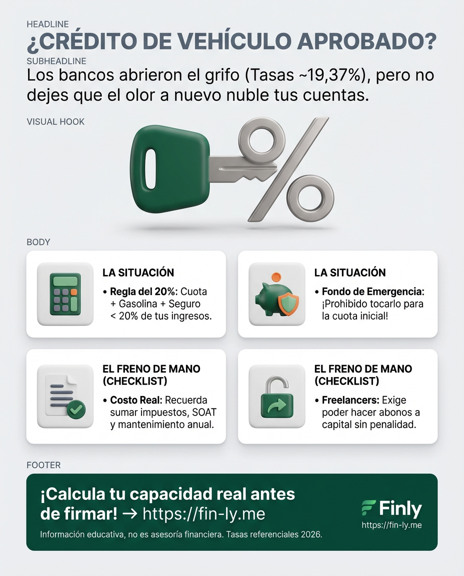 Los bancos están abriendo el chorro para financiar carro con tasas más bajas. Es la tentación ideal para el 'Ahorrador Frustrado': ¿es una oportunidad real o solo una deuda que se comerá tu futuro aumento? No dejes que el olor a nuevo nuble tu capacidad de pago. 🚗💰